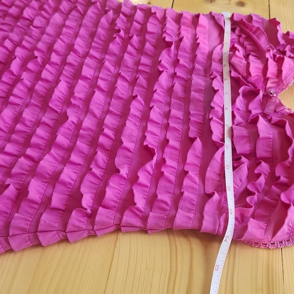 Bisou Bisou by Michele Bohbot Vintage Y2K Pink Ruffle Dress Slip M - Picture 9 of 14